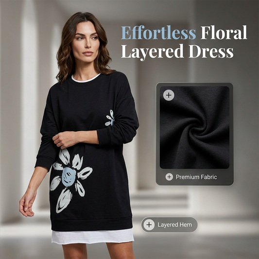 Vestido de dos piezas de felpa con estampado floral para mujer