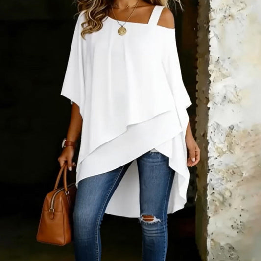 🔥Oferta por tiempo limitado: 50 % de descuento en una blusa informal asimétrica de corte holgado para mujer