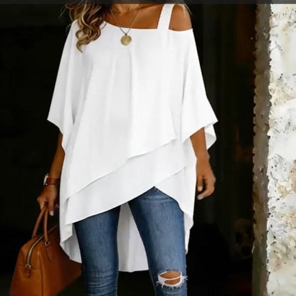 🔥Oferta por tiempo limitado: 50 % de descuento en una blusa informal asimétrica de corte holgado para mujer