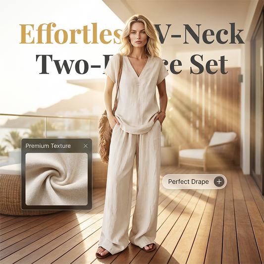 🔥Oferta por tiempo limitado: conjunto de dos piezas informal con cuello en V para mujer