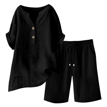 🔥Oferta por tiempo limitado: conjunto de dos piezas de algodón y lino para mujer