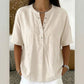 Camiseta informal de manga corta y cuello en V para mujer