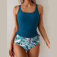 Bañador tankini de cintura alta con estampado floral para mujer