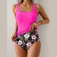 Bañador tankini de cintura alta con estampado floral para mujer