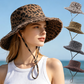 Sombrero de pescador con estampado de leopardo y protección solar para mujer