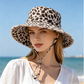 Sombrero de pescador con estampado de leopardo y protección solar para mujer