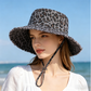 Sombrero de pescador con estampado de leopardo y protección solar para mujer