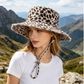 Sombrero de pescador con estampado de leopardo y protección solar para mujer