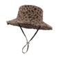 Sombrero de pescador con estampado de leopardo y protección solar para mujer