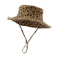 Sombrero de pescador con estampado de leopardo y protección solar para mujer