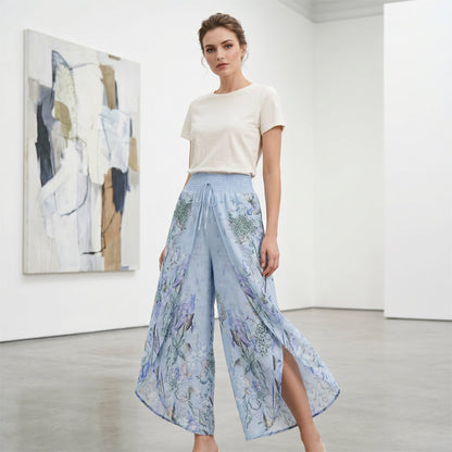 ⏳🔥¡50 % DE DESCUENTO POR TIEMPO LIMITADO! 🌞Pantalones de mujer de corte ancho y cintura alta con estampado floral