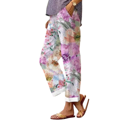 Pantalones informales con estampado floral para mujer