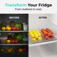 Caja organizadora transparente apilable para frigorífico con asas