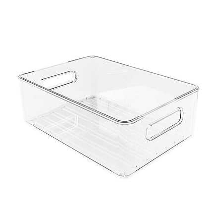 Caja organizadora transparente apilable para frigorífico con asas