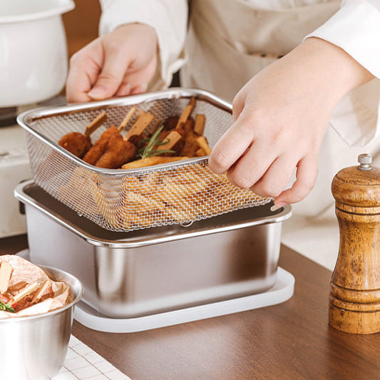Caja multifuncional 2 en 1 para guardar alimentos y colador