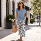 👚 ¡50% DE DESCUENTO AHORA! 🌸 Set de camiseta de corbata lateral y pantalones estampados para mujer – Ajuste fluido, ajustable y perfecto para vacaciones de verano o ropa 👖 de resort