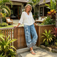 Pantalones de mujer de corte ancho con estampado floral vintage