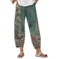 Pantalones de mujer de corte ancho con estampado floral vintage