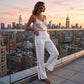 Pantalones informales lisos con lazo decorativo