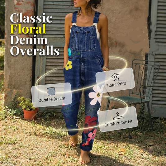 🌸👖Cómodos y desenfadados monos de denim con estampado floral para el verano
