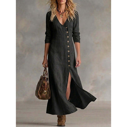 🌺Vestido camisero de manga larga de estilo vintage