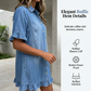 👗Vestido camisero de denim de corte holgado con volantes💙: póntelo y luce un look impecable al instante 💙