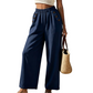 Pantalones de mujer de corte ancho con botones decorativos