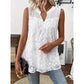 🌸 ¡AHORA CON UN 50 % DE DESCUENTO!✨ Camiseta sin mangas de encaje floral para mujer: elegante escote en V y estilo romántico. Un básico imprescindible para tu armario. 🕊️
