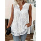 🌸 ¡AHORA CON UN 50 % DE DESCUENTO!✨ Camiseta sin mangas de encaje floral para mujer: elegante escote en V y estilo romántico. Un básico imprescindible para tu armario. 🕊️
