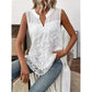 🌸 ¡AHORA CON UN 50 % DE DESCUENTO!✨ Camiseta sin mangas de encaje floral para mujer: elegante escote en V y estilo romántico. Un básico imprescindible para tu armario. 🕊️