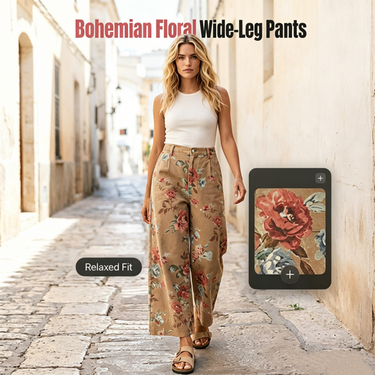 🌿¡OFERTA ESPECIAL: 50 % DE DESCUENTO! 👖 Vaqueros cortos para mujer: elegante estampado floral y corte ancho y holgado ☀️✨