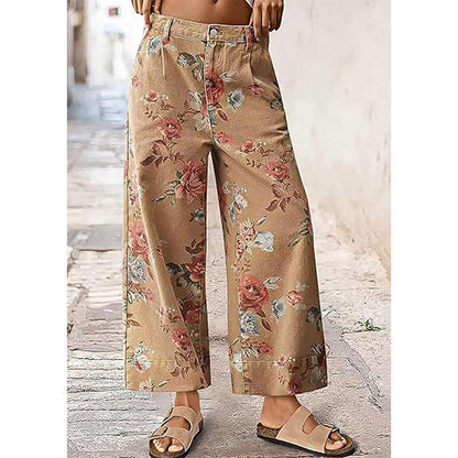🌿¡OFERTA ESPECIAL: 50 % DE DESCUENTO! 👖 Vaqueros cortos para mujer: elegante estampado floral y corte ancho y holgado ☀️✨