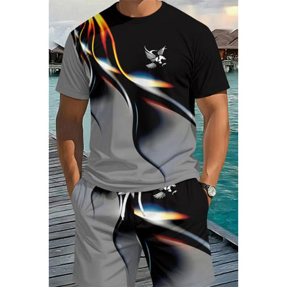 Conjunto de Playera y Shorts para Hombre con Estampado Abstracto