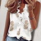 👚🌸 Top informal sin mangas con cuello en V y volantes