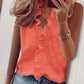 👚🌸 Top informal sin mangas con cuello en V y volantes
