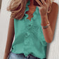 👚🌸 Top informal sin mangas con cuello en V y volantes