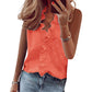 👚🌸 Top informal sin mangas con cuello en V y volantes