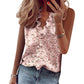 👚🌸 Top informal sin mangas con cuello en V y volantes