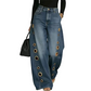 🔥 50 % DE DESCUENTO · Pantalones de pierna ancha para mujer con detalle de orejas ✨