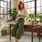 💃 Pantalones capri de corte amplio con ribete de encaje, fáciles de cuidar y femeninos