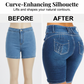 Pantalones cortos vaqueros elásticos de cintura alta para mujer