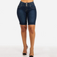 Pantalones cortos vaqueros elásticos de cintura alta para mujer