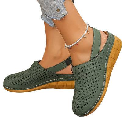 Sandalias de cuña con talón abierto y perforaciones para mujerY