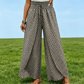 Pantalones de mujer de corte ancho con cintura fruncida y abertura