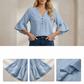 Top informal de mujer de color liso con cuello en V