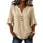Top informal de mujer de color liso con cuello en V