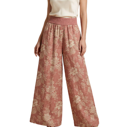 🌸 ¡50% DE DESCUENTO AHORA! 🌸Pantalones Palazzo de pierna ancha con estampado floral femenino