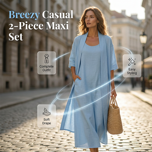 Conjunto de dos piezas de mujer: vestido informal y cárdigan