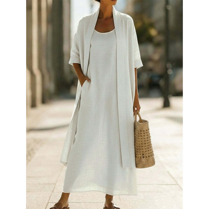 Conjunto de dos piezas de mujer: vestido informal y cárdigan