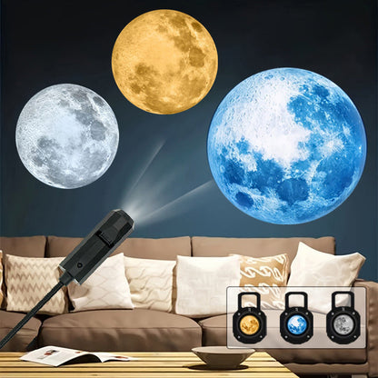 Luz nocturna con proyector de galaxias y lunas que funciona con USB